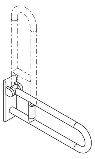 HEWI Stützklappgriff Ser 801, L:600mm, Stahlkern, Fb. 99/55/36 – Bild 3