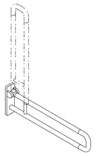 HEWI Stützklappgriff Ser 801, L:850mm, Aluminiumkern signalweiß – Bild 3