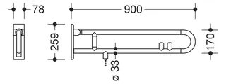 HEWI SK-Griff drehb. Ser 801 E-Ausf., FKT(gelb)/WC-Spülung, L:900mm signalweiß – Bild 2