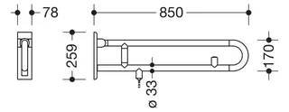 HEWI SK-Griff, matt, E-Ausf., WC-Spülung, L:850mm reinweiß – Bild 2