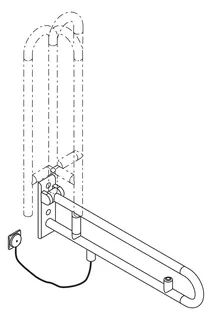 HEWI Stützklappgriff drehb. Ser 801, WC-Spülung, L:850mm aquablau – Bild 3
