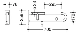 HEWI SK-Griff Ser 801 E-Ausf., WC-Spülung/Armp. L:700mm reinweiß – Bild 2