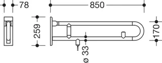 HEWI SK-Griff, drehb., matt, WC-Spülung, L:850mm reinweiß – Bild 3