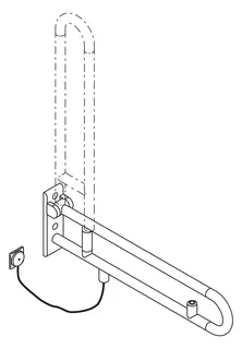 HEWI SK-Griff, matt, E-Ausf., WC-Spülung, L:850mm reinweiß – Bild 3