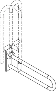 HEWI Stützklappgriff, drehb., Ser 801, L:700mm, antimikrobiell signalweiß – Bild 5