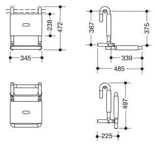 HEWI Einhängesitz, klappbar B=345mm,T=485mm,H=472mm anthrazitgrau – Bild 2