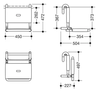HEWI Einhängesitz, klappbar B=450mm,T=504mm,H=473mm anthrazitgrau – Bild 2