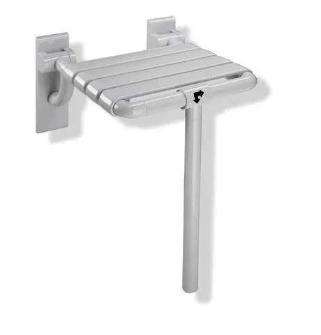 HEWI Klappsitz mit Bodenstütze Ser 801, B:378 mm, T:414 mm anthrazitgrau