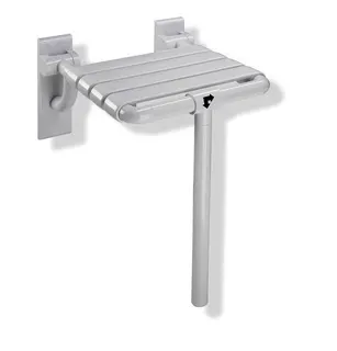 HEWI Klappsitz mit Bodenstütze Ser 801, B:378 mm, T:414 mm anthrazitgrau