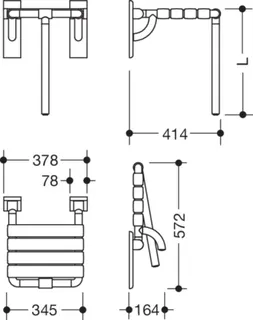 HEWI Klappsitz mit Bodenstütze Ser 801, B:378 mm, T:414 mm anthrazitgrau – Bild 3