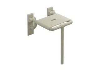 HEWI Klappsitz m. Bodenstütze B=378mm,T=414mm reinweiß – Bild 2
