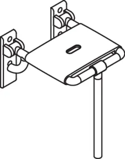 HEWI Klappsitz m. Bodenstütze B=378mm,T=414mm reinweiß – Bild 5