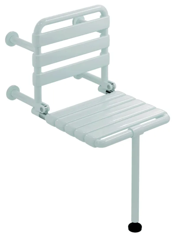HEWI UK Klappsitz mit Bodenstütze, B:450 mm, T:665mm tiefschwarz