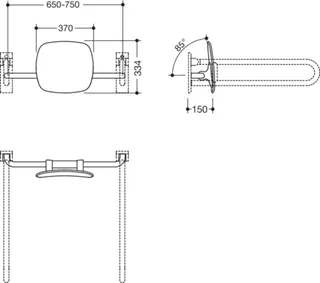 HEWI Rückenstütze Fb 92, WA 150mm SK-Griff-Montage anthrazitgrau – Bild 3