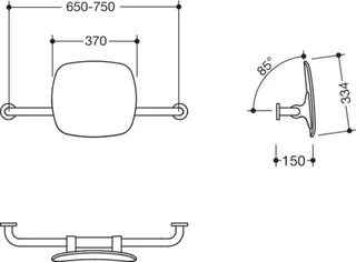 HEWI Rückenstütze Fb 92, WA 150mm Wandmontage, BM211.2 anthrazitgrau – Bild 3