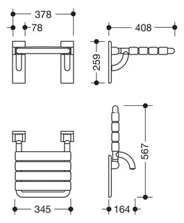 HEWI Klappsitz Ser 801,matt,m.Gabelg., B:378 mm, H:259 mm, T:408 mm reinweiß – Bild 2