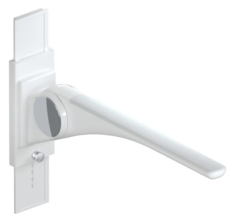 HEWI Stützklappgriff Basic,850 mm mit Höhenverstellung weiß hgl.- weiß mt