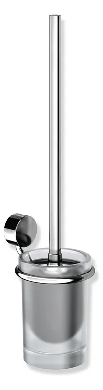 HEWI WC-Bürstengarnitur System 815 Chrom, Glas satiniert, Klebebefestigung