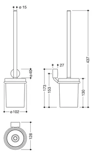 HEWI WC-Bürstengarnitur System 815 Chrom, Glas satiniert, Klebebefestigung – Bild 2
