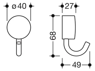 HEWI Haken System 815 Edelstahl, verchromt, Klebebefestigung – Bild 2