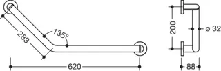 HEWI Winkelgriff 135 Gr, d:32, rechts, plvb dgrau tiefmatt – Bild 3