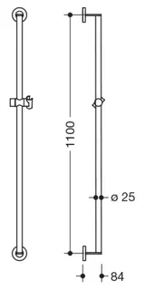 HEWI Brausehalterstange, d:25, L:1100, pulverbeschichtet dgrau tiefmatt – Bild 5