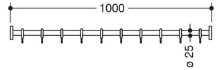 HEWI VH-Stange, d:25, L:1000, 10 Ringe, pulverbeschichtet schw tiefmatt – Bild 3