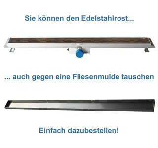insani Edelstahl-Duschrinne mit Wand- oder Bodenflansch – Bild 2