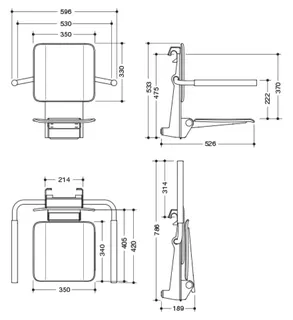 HEWI Einhängesitz mit Armlehnen, klein pulverbesch. weiß tiefmatt – Bild 5