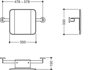 HEWI Rückenstütze (BS) Sys 900, W.-Mont. T:150, schliff anthrazitgrau – Bild 3