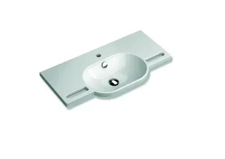 HEWI Waschtisch mit Griffmulden 850 x 415mm, mit Überlauf, 1 Hahnloch