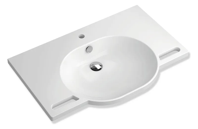 HEWI Waschtisch, B:850mm, T:550mm alpinweiß, mit Überlauf, 1 HL