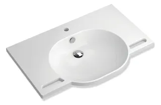 HEWI Waschtisch, B:850mm, T:550mm alpinweiß, mit Überlauf, 1 HL