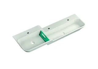 HEWI Waschtisch 1400mm, oberes Becken links 3HL, alpinweiß, Stauscheibe blau