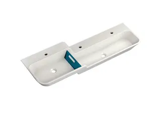 HEWI Waschtisch 1400mm, oberes Becken links 3HL, alpinweiß, Stauscheibe blau – Bild 3