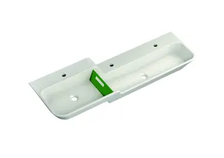 HEWI Waschtisch 1400mm, oberes Becken links 3HL, alpinweiß, Stauscheibe grün