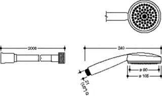 HEWI Handbrause,1Strahl,Weiß Brauseschlauch, L=2000, Weiß – Bild 3