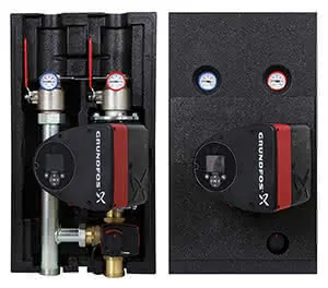 Vaillant Rohrgruppe mit 3-Wegemischer DN40, Vor-/Rücklauf Rp 2", He-Pumpe, GEG