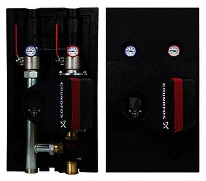 Pumpengruppe mit 3-Wege-Mischer DN50, Vor-/Rücklauf Rp 2", Kvs 40,0