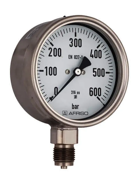 AFRISO Rohrfeder-Chemiemanometer RF100Ch 0/6bar G1/2B rad Kl.1,0 D402