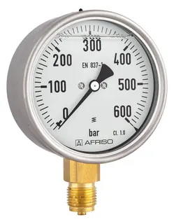 AFRISO Rohrfeder-Glyzerinmanometer RF100Gly 0/10bar G1/2B rad Kl.1,0 D801