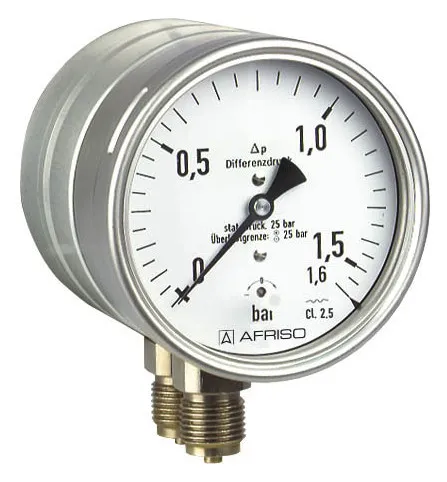AFRISO Membranfeder-Standardmanometer MF100Dif 0/1,6bar G1/2B rad Kl.2,5 D401