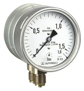 AFRISO Membranfeder-Standardmanometer MF100Dif 0/1,6bar G1/2B rad Kl.2,5 D401