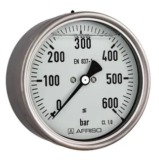AFRISO Rohrfeder-Glyzerinmanometer RF100Gly 0/10bar G1/2B ax Kl.1,0 D811
