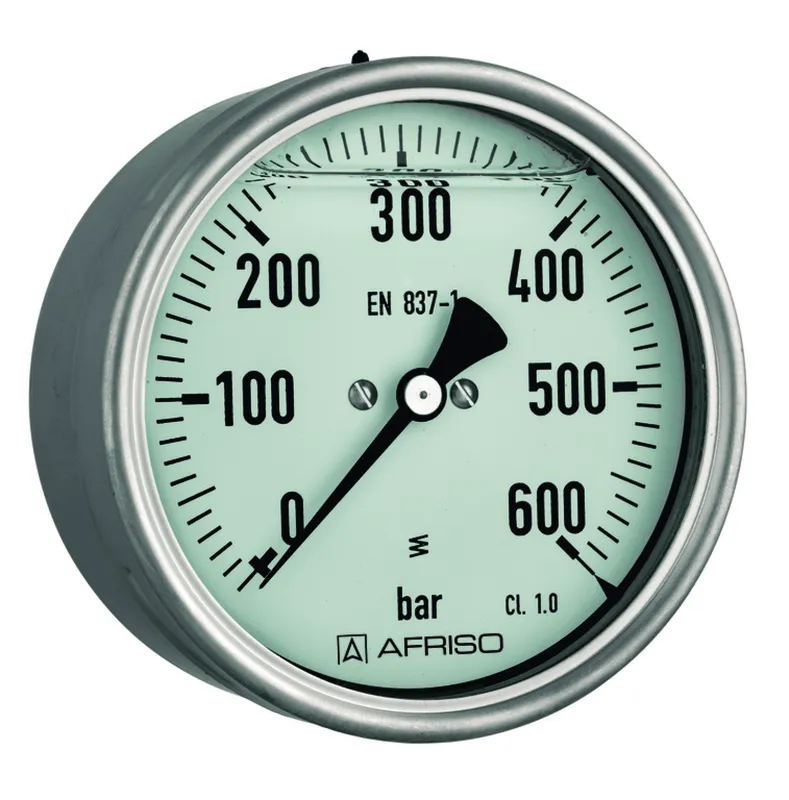 AFRISO Rohrfeder-Glyzerinmanometer RF100Gly 0/4bar G1/2B ax Kl.1,0 D811