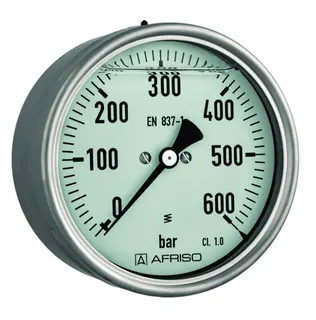AFRISO Rohrfeder-Glyzerinmanometer RF100Gly 0/4bar G1/2B ax Kl.1,0 D811
