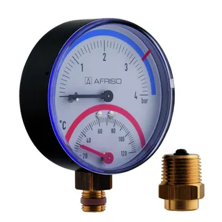 AFRISO Thermo-Manometer TM 80 20/120C 0/10bar 1/2 radial m. Ventil