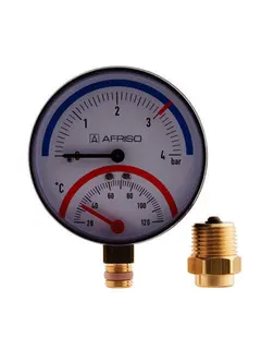 AFRISO Thermo-Manometer TM 80 20/120C 0/10bar 1/2 radial m. Ventil – Bild 2