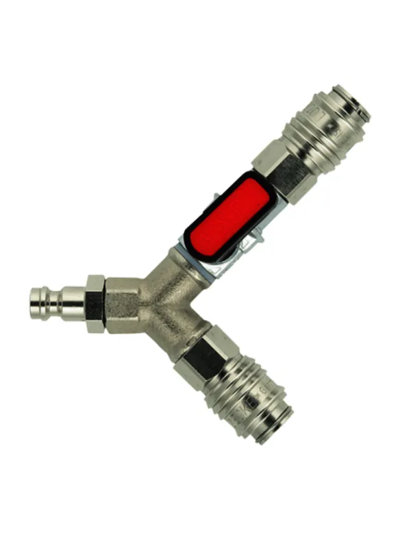 AFRISO Y-Verbinder mit 1x Absperrventil 2x Kupplung DN5, 1x Stecknippel DN5