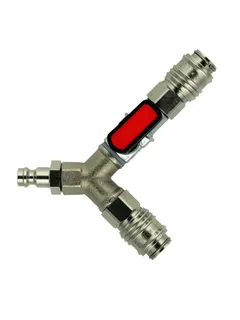 AFRISO Y-Verbinder mit 1x Absperrventil 2x Kupplung DN5, 1x Stecknippel DN5